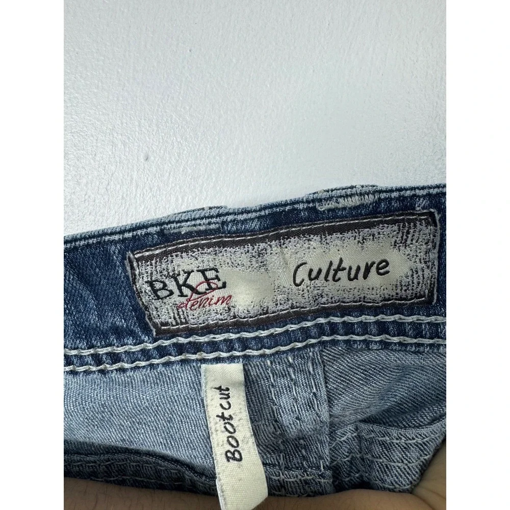 Western BKE Culture Womens 31L Bootcut Jeans Blue Thick‎ Stitch Flap Pocket